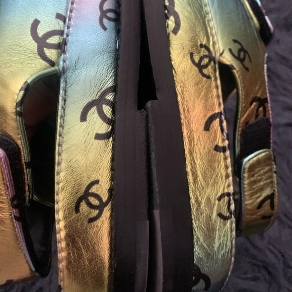 Chanel multicolored metallic lambskin sandals size 41.5 - Picture 8 of 10